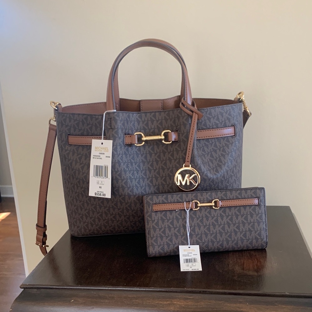 Michael Kors Dark Brown Tote and Wallet Set NWT!